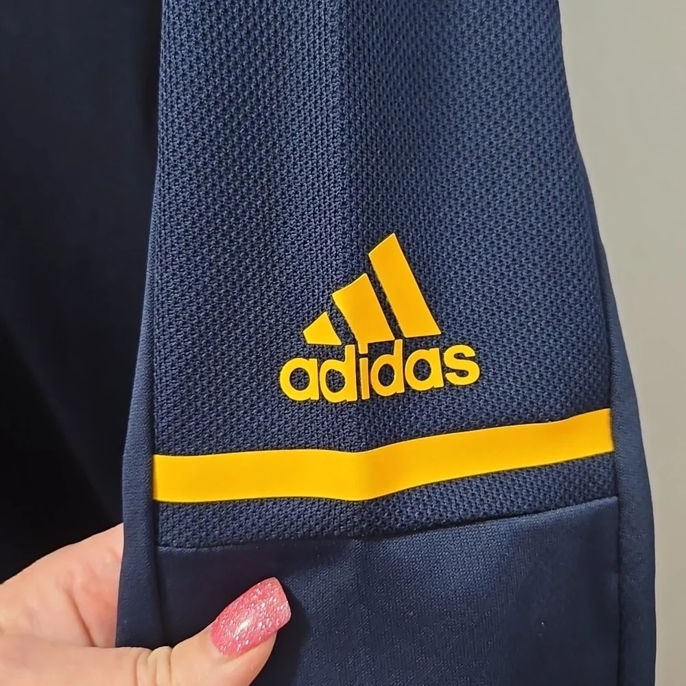 Adidas  Quarter Zip Men's Navy Jacket with Yellow/Gold Details XL NEW
